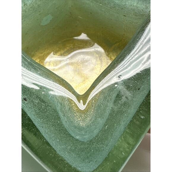 MCM Barovier Toso Eugenio or Aborigeni Art Glass Square Bowl Ashtray Gold Jade - Picture 8 of 16